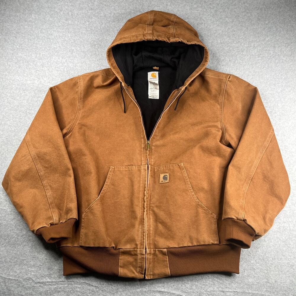 Vintage Carhartt J160 Sandstone Jacket Thermal Lined Cotton Rugged Duck XL
